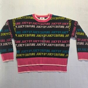 Juicy Couture Black Multi Color‎ Logo Knit Sweater Womens Medium M